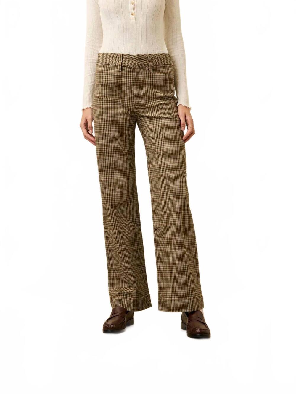 NEW FAHERTY women's twill tide slim straight pant in wildwood plaid